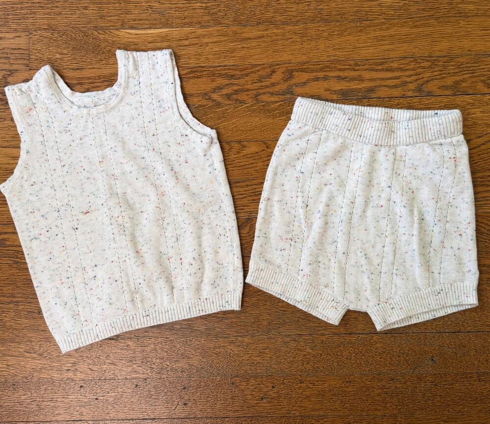 Girls' Confetti Knit 100% Cotton Tank Shorts Set Size 2-3